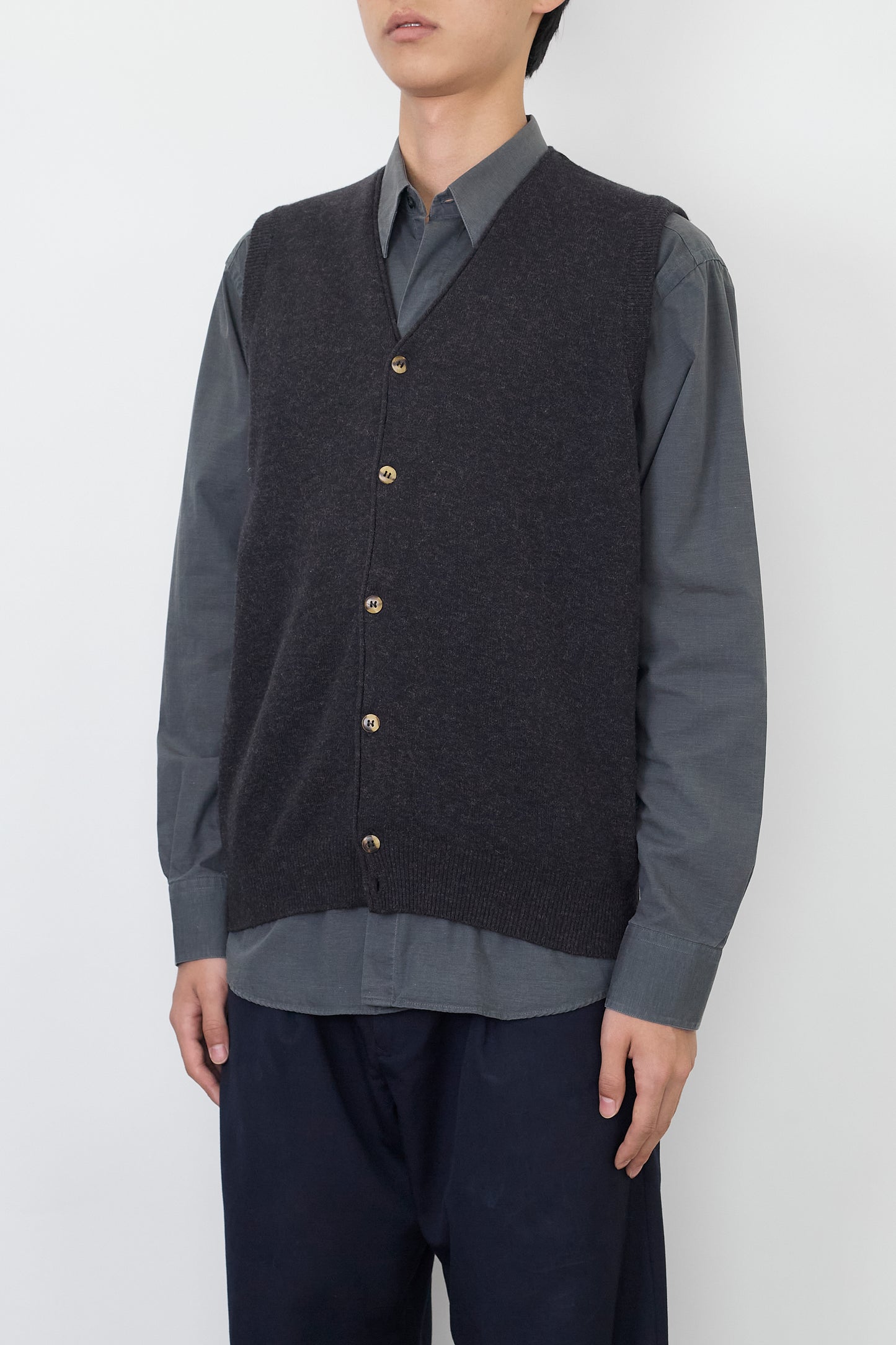 VINTAGE ANGORA GRAY KNIT VEST MADE IN SPAIN