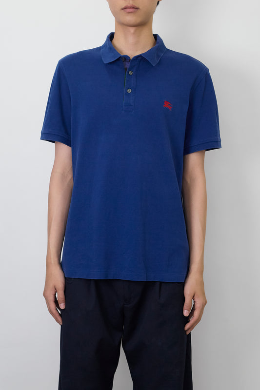 BURBERRY BLUE HALF SLEEVE POLO SHIRT