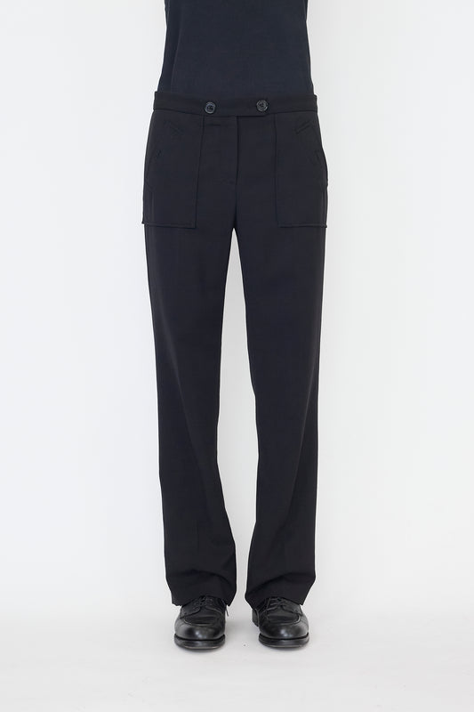 MISSONI BLACK WOOL FLARE PANTS MADE IN ITALY