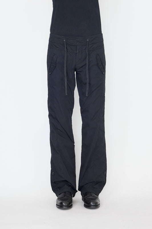 VINTAGE DESIGNED BLACK TECH WIDE PANTS