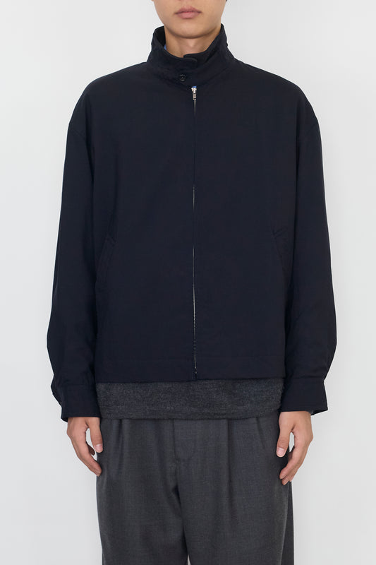 HIROMICHI NAKANO NAVY  WOOL SHORT JACKET