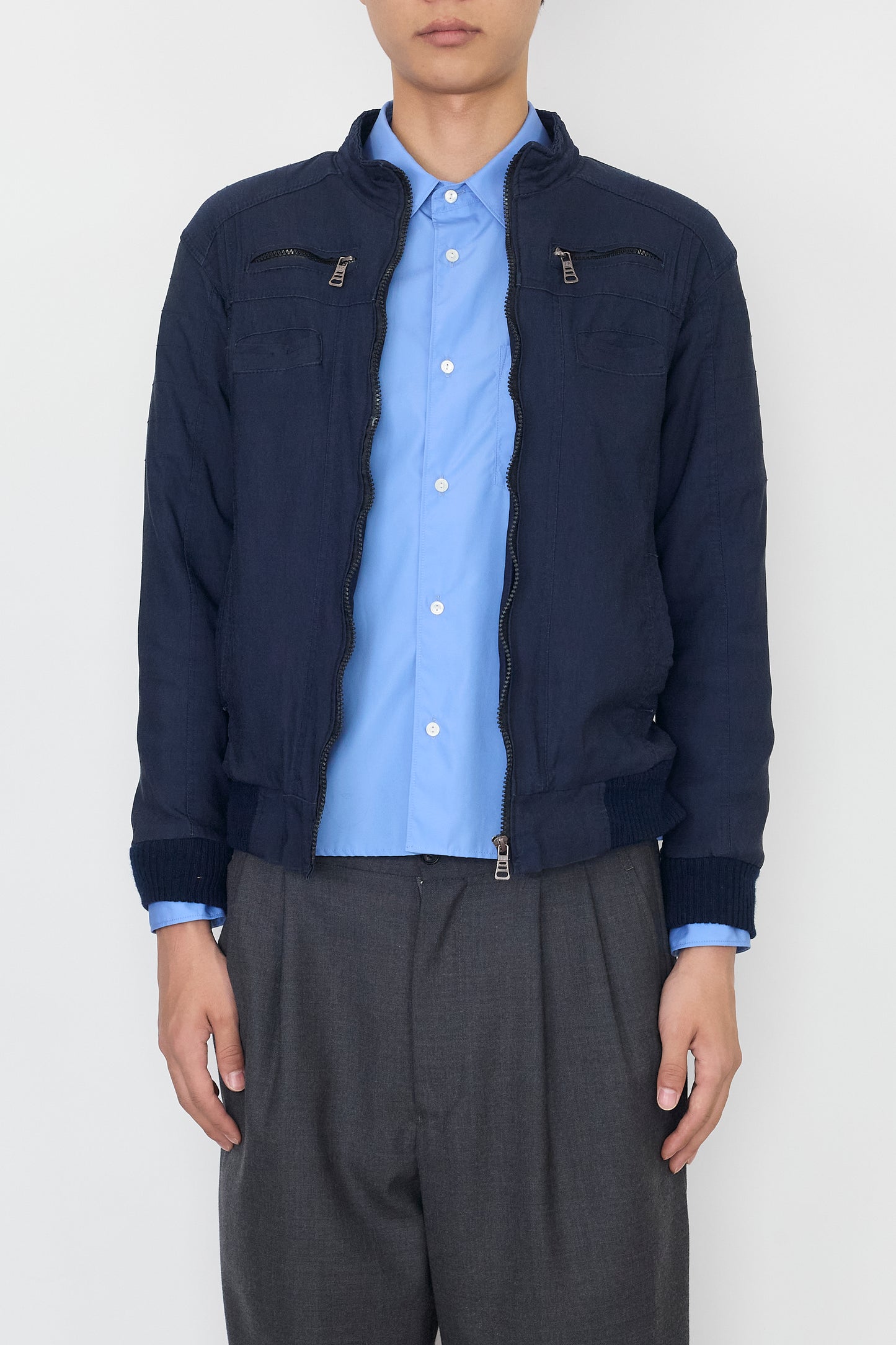 DOLCE&GABBANA PADDED NAVY SHORT JACKET MADE IN ITALY