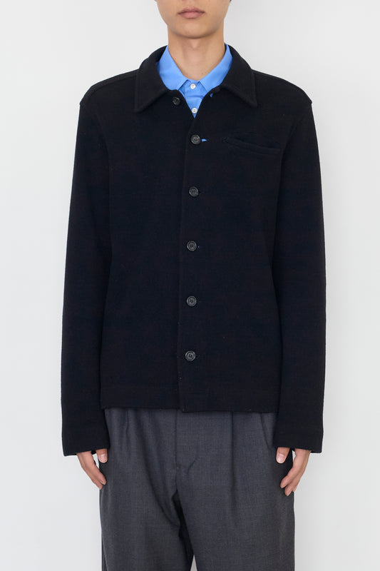 DRIES VAN NOTEN BLACK WOOL KNIT SHIRT