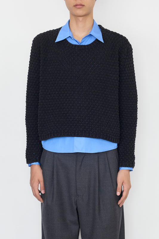 VINTAGE DESIGNED BLACK SHORT KNIT MADE IN ITALY