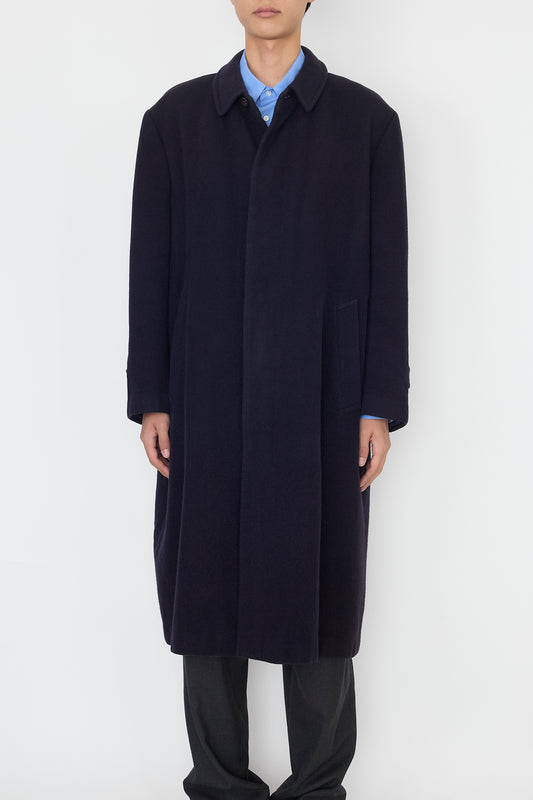 HOMME COMME DES GARCONS NAVY WOOL LONG COAT