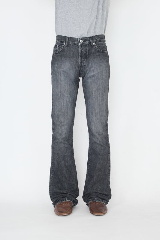 DOLCE&GABBANA FADED BLACK DENIM FLARE PANTS MADE IN ITALY