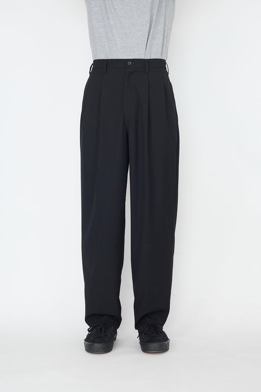 Y'S FOR MEN BLACK WOOL WIDE PANTS