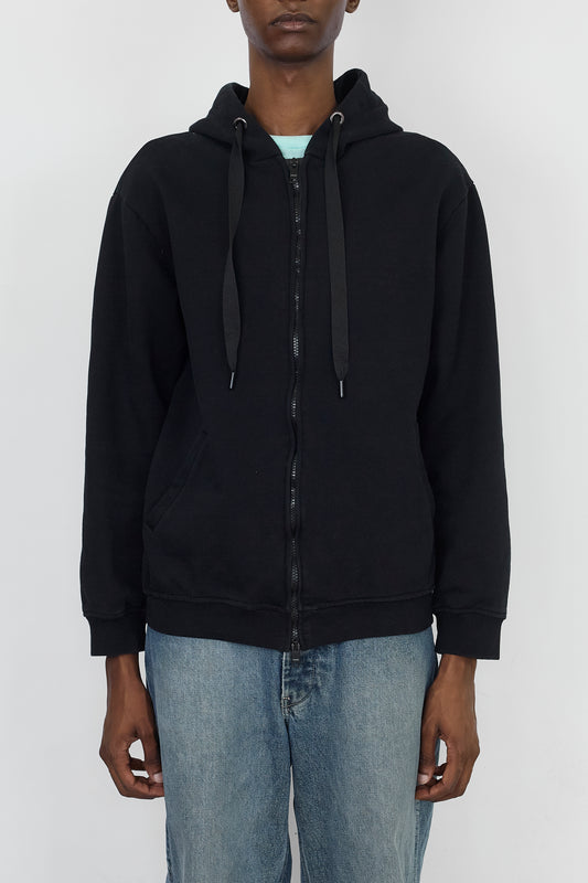 FENDI BLACK COTTON HOODIE MADE IN ITALY