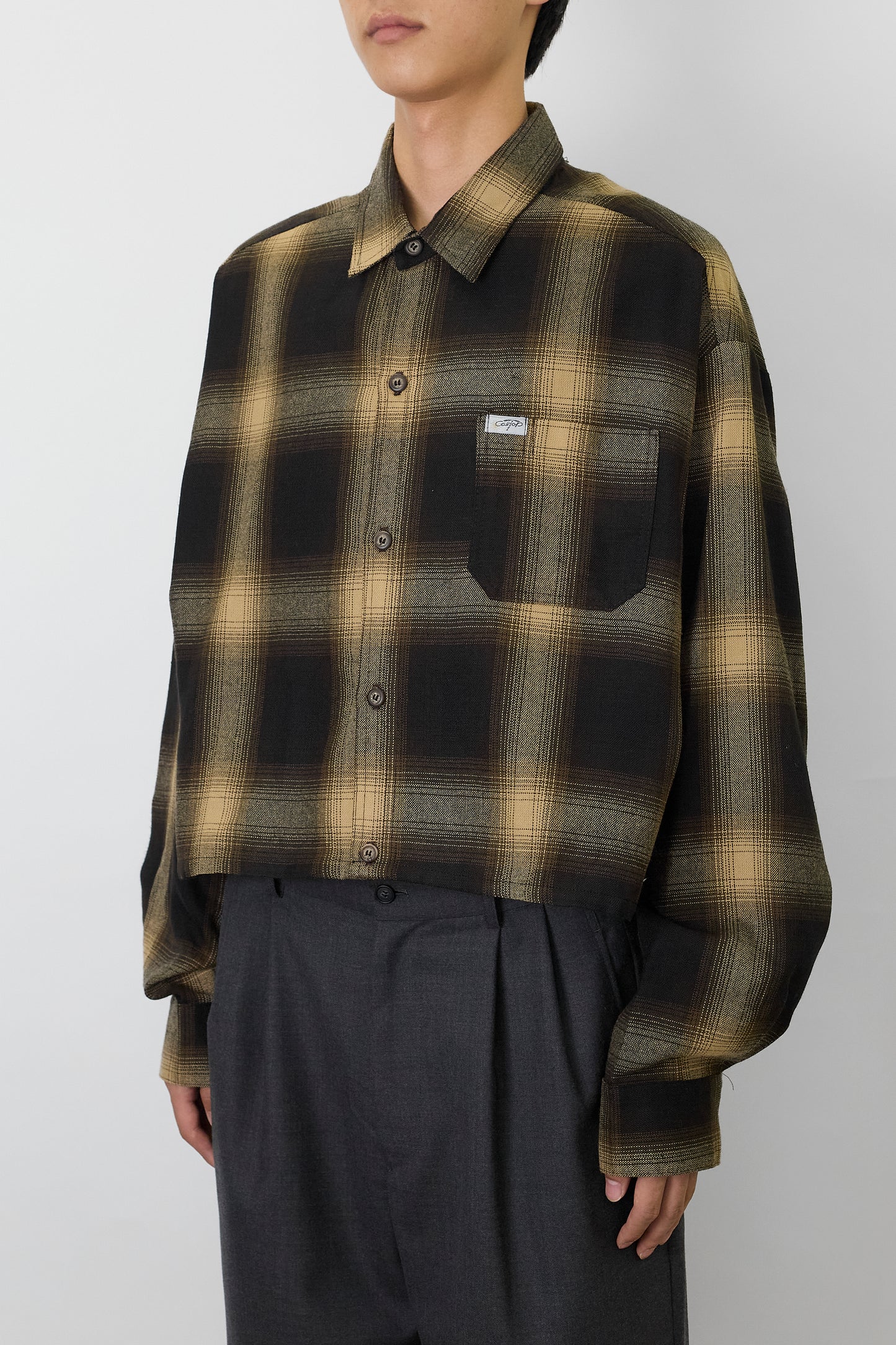 VINTAGE BLACK CHECK SHORT SHIRT JACKET MADE IN USA
