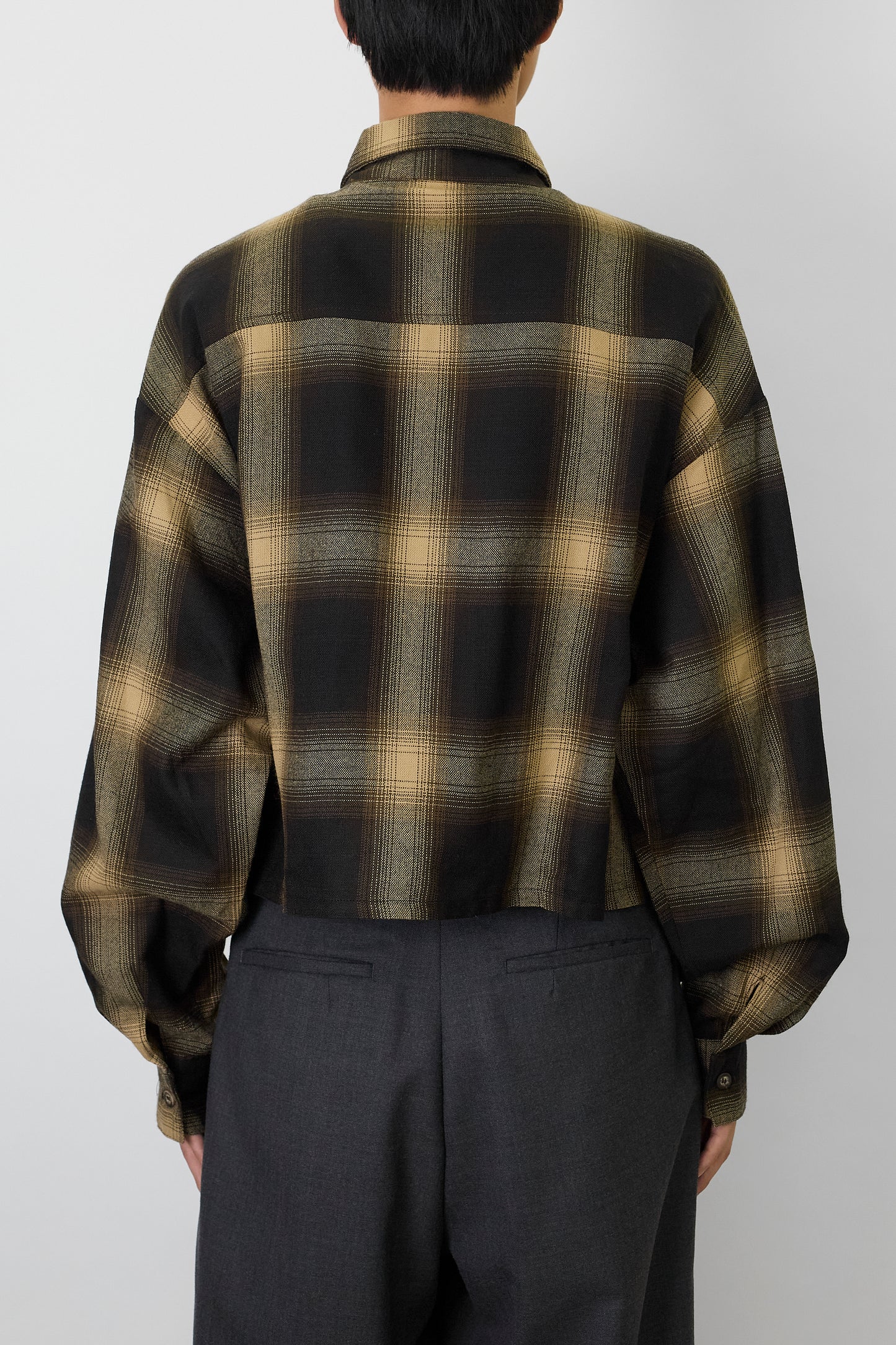 VINTAGE BLACK CHECK SHORT SHIRT JACKET MADE IN USA