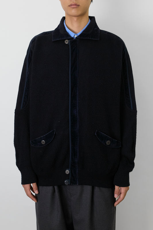 VINTAGE DESINGED NAVY KINT JACKET MADE IN ITALY