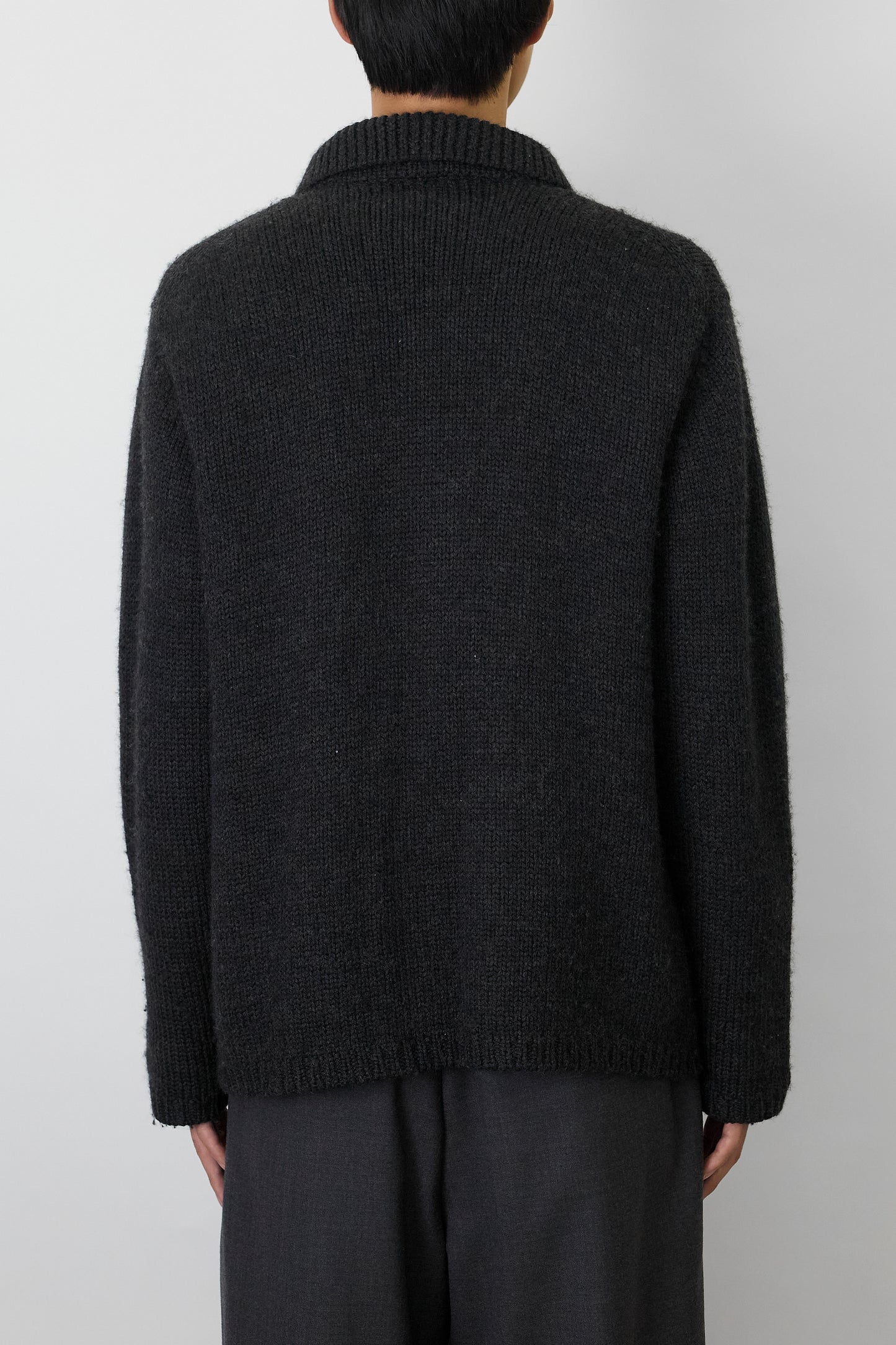 Y'S FOR MEN GRAY WOOL KNIT JACKET