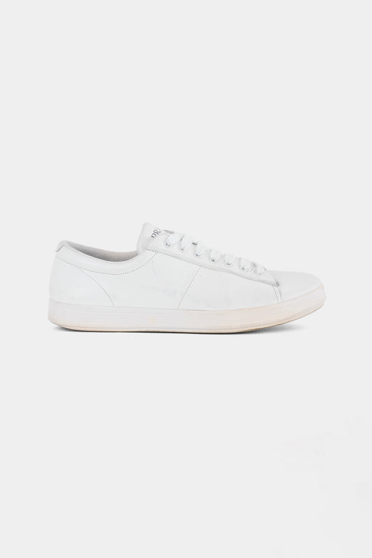 PRADA WHITE CLASSIC LEATHER SHOES MADE IN ITALY