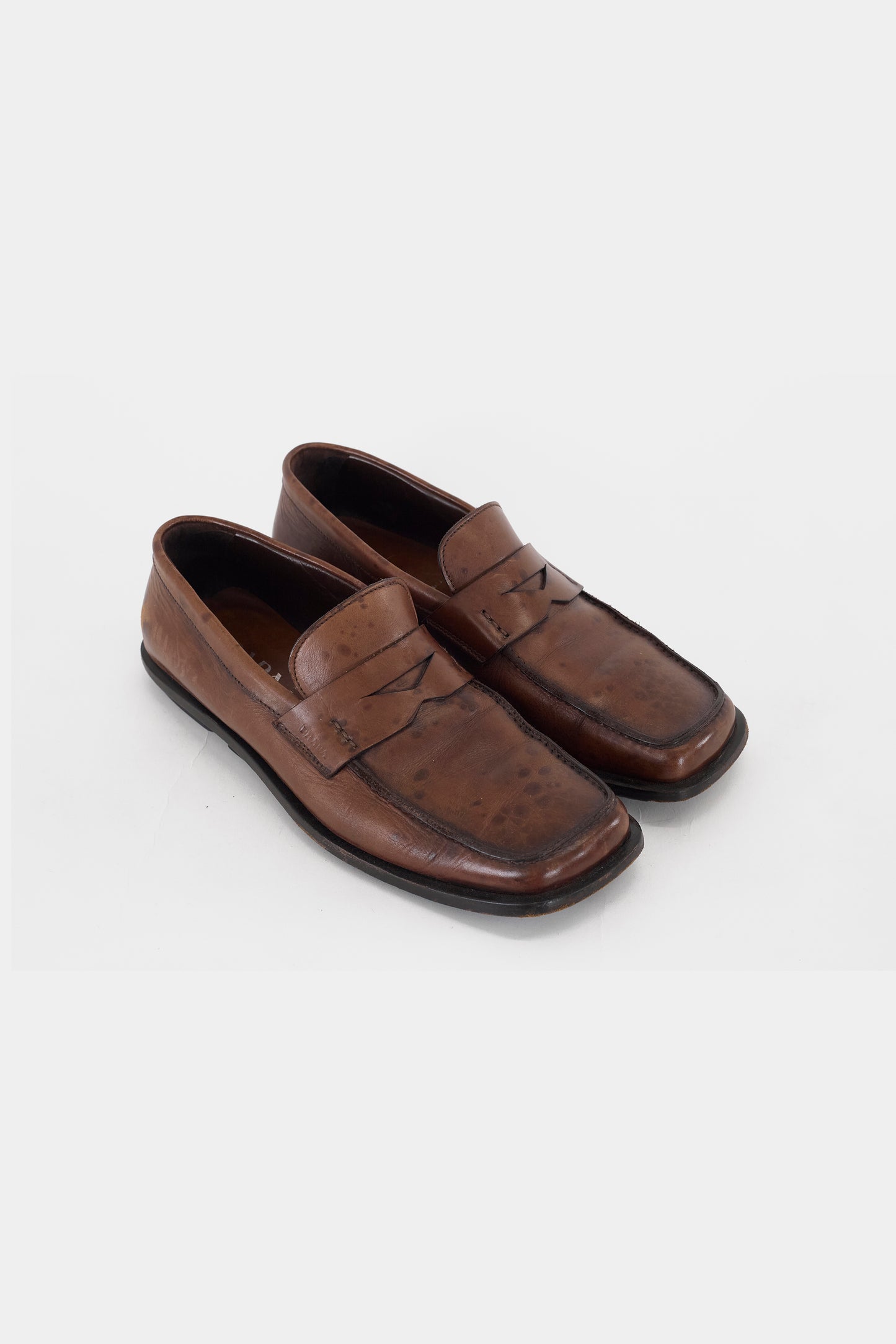 PRADA BROWN LEATHER SHOES MADE IN ITALY