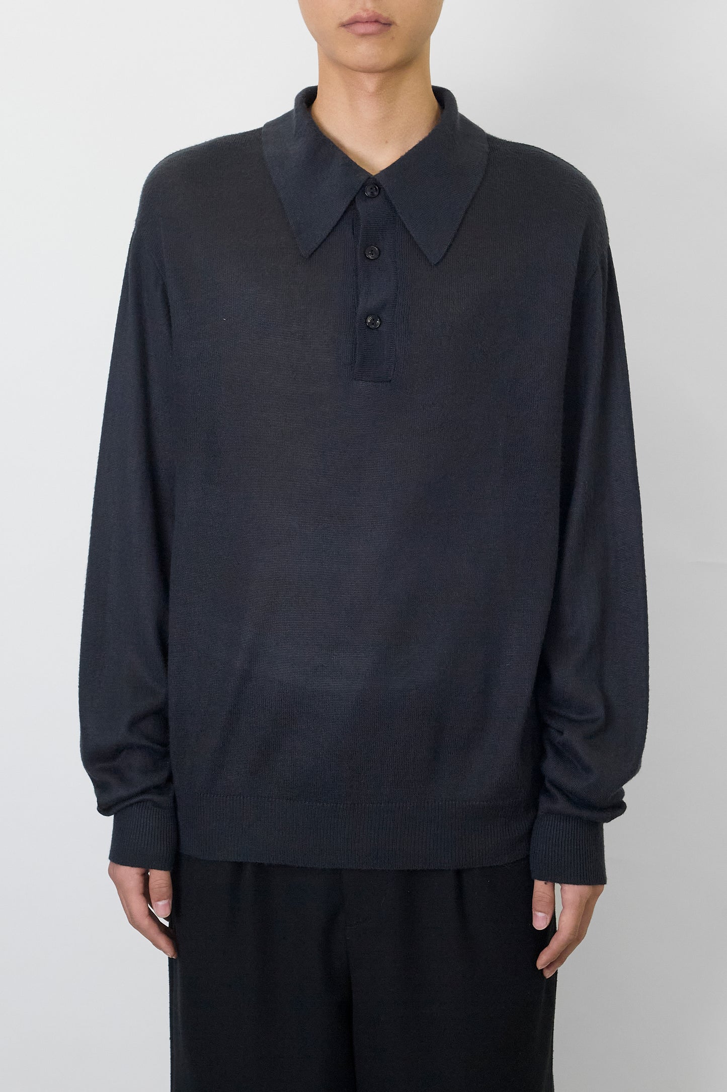VINTAGE DARK GRAY KNIT POLO SHIRT MADE IN USA