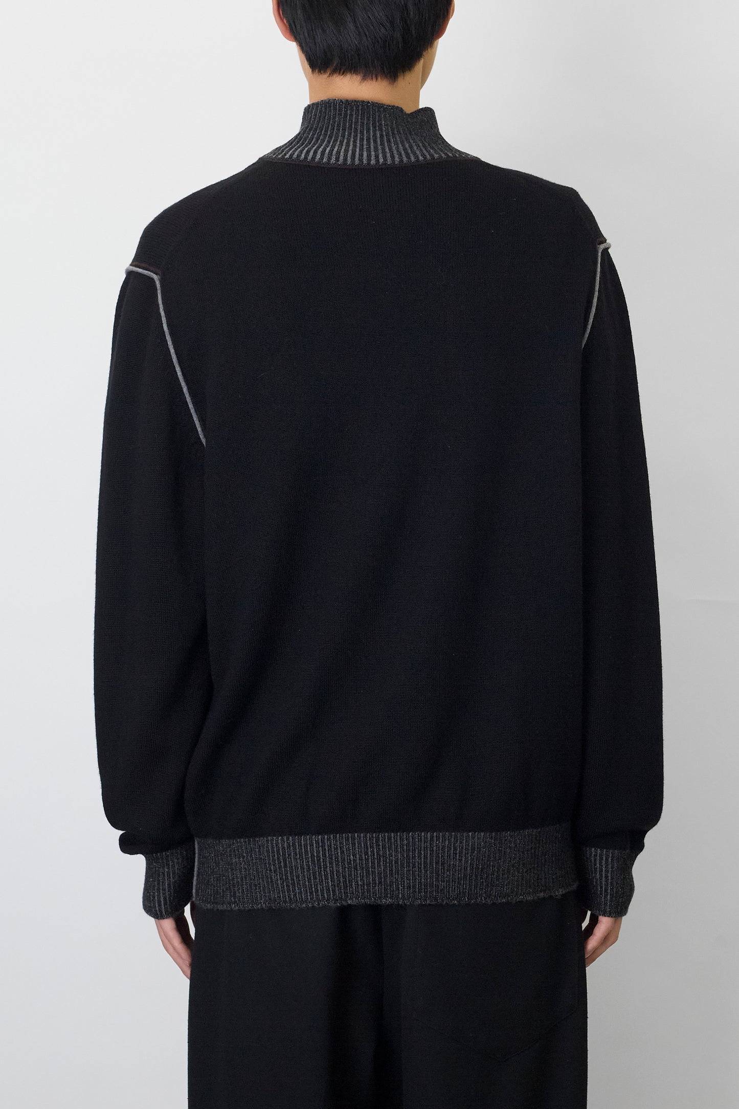 GRAN SASSO BLACK GRAY WOOL KNIT MADE IN ITALY