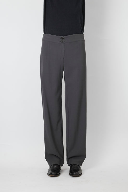 ARMANI COLLEZIONI GRAY WOOL WIDE PANTS MADE IN ITALY