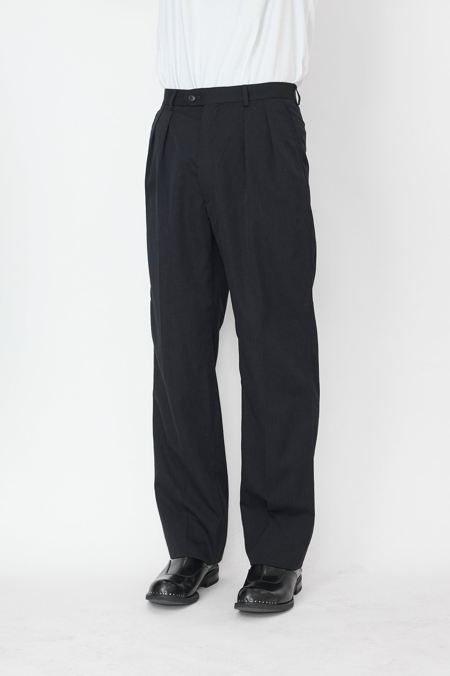 PAUL SMITH DARK GRAY WOOL WIDE PANTS