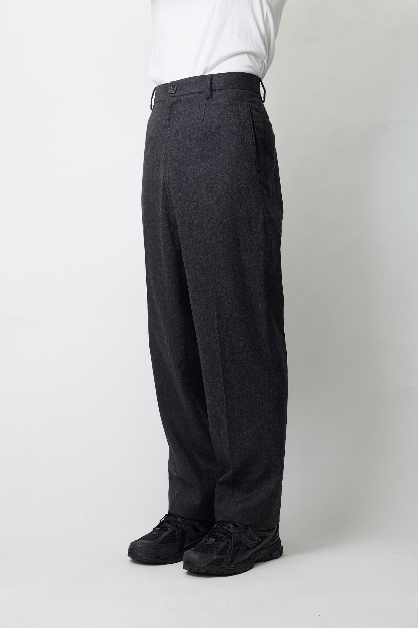 DOLCE&GABBANA GRAY WOOL WIDE PANTS