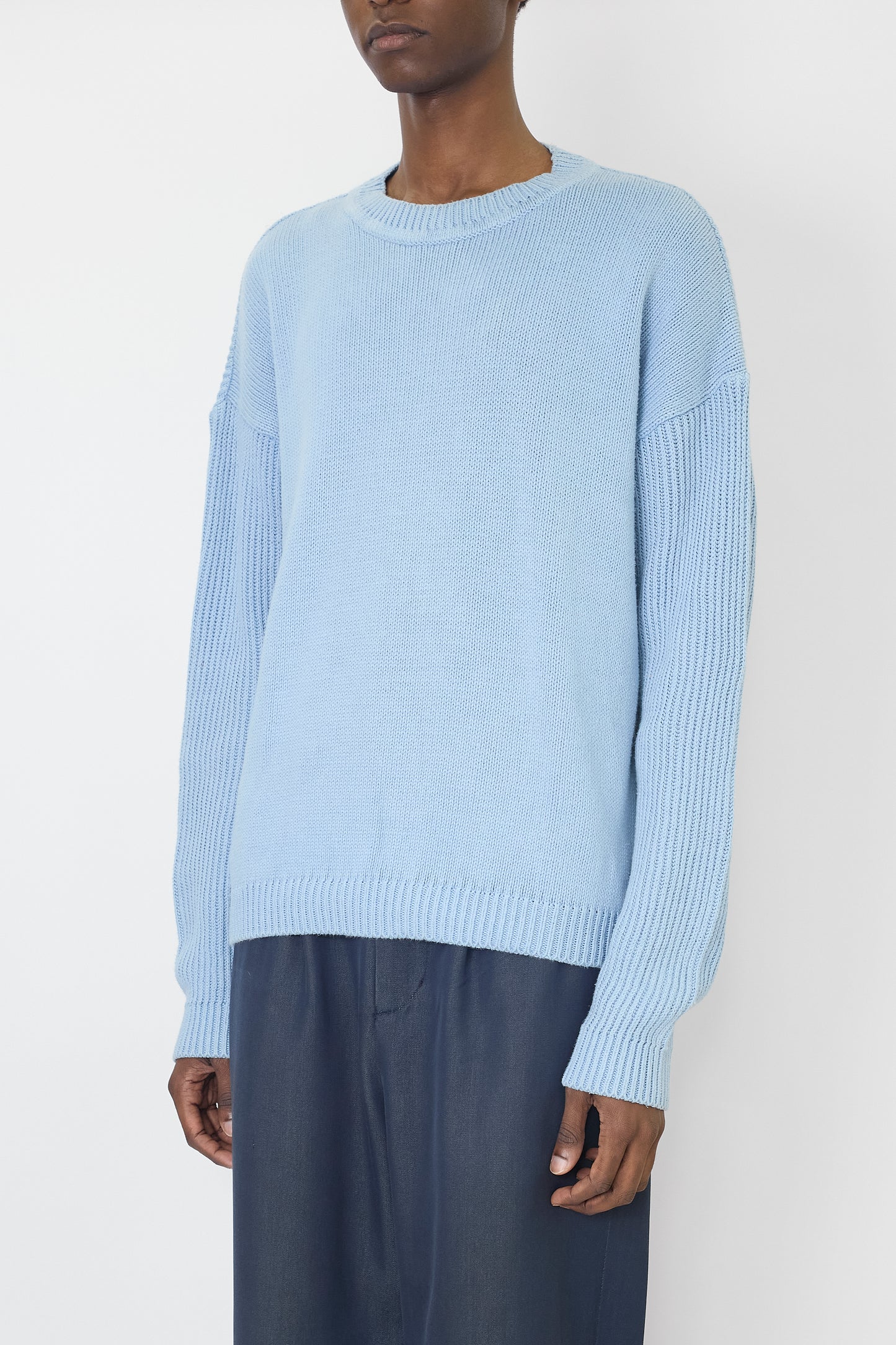 EMPORIO ARMANI SKY BLUE COTTON KNIT MADE IN ITALY