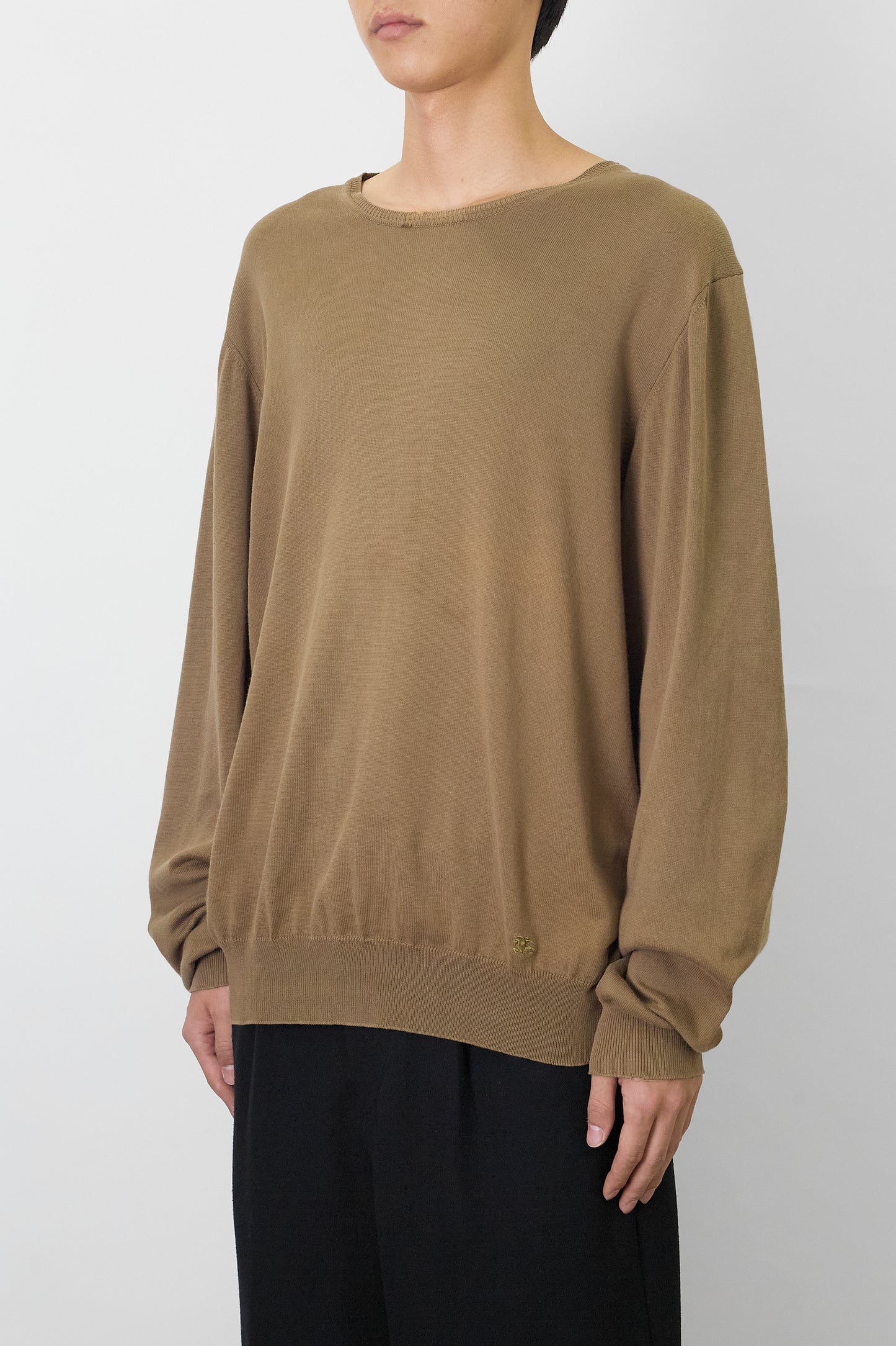 BURBERRY KHAKI COTTON KNIT MADE IN TUNISIA