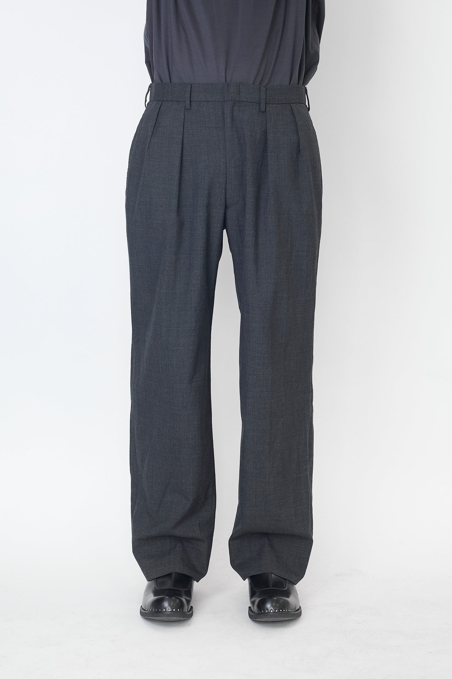 POLO RALPH LAUREN GRAY WOOL WIDE PANTS