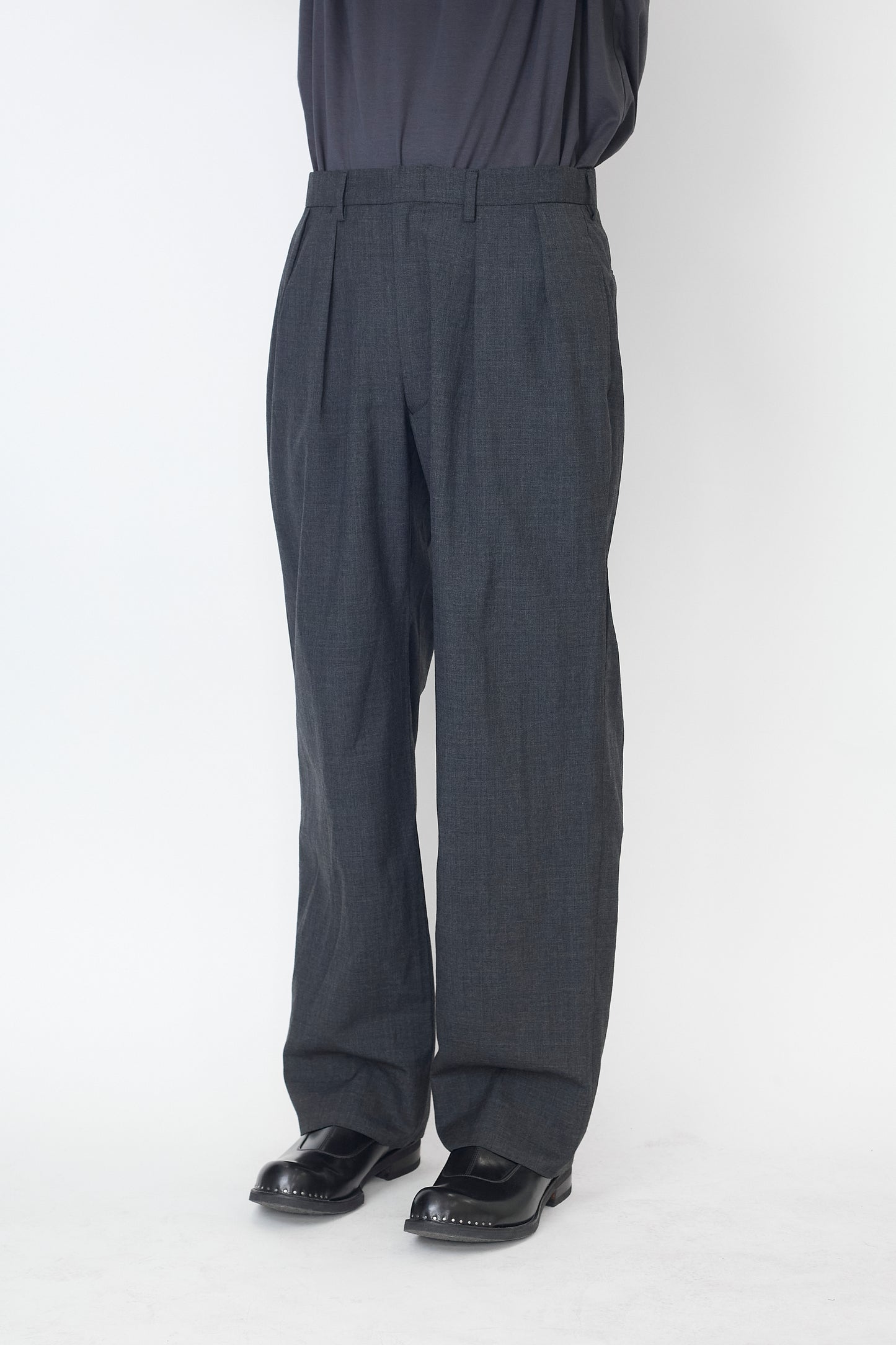 POLO RALPH LAUREN GRAY WOOL WIDE PANTS