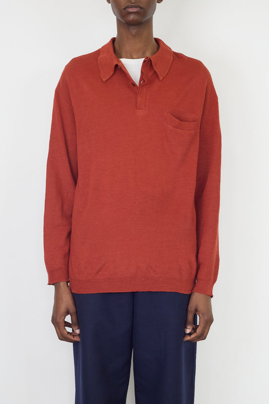 VINTAGE ORANGE KNIT POLO SHIRT MADE IN FRANCE
