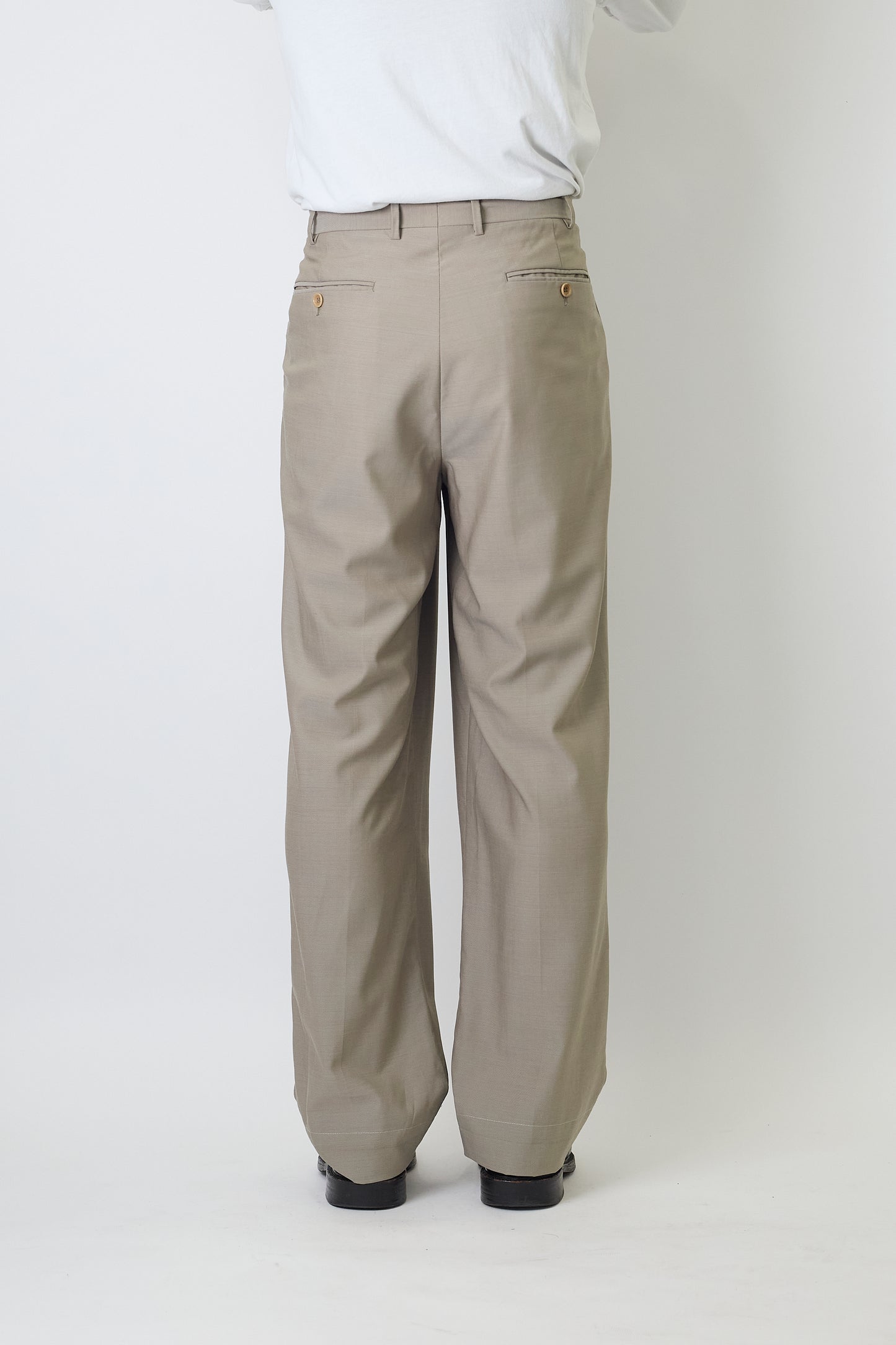 CANALI GRAY BEIGE WOOL WIDE PANTS MADE IN ITLAY