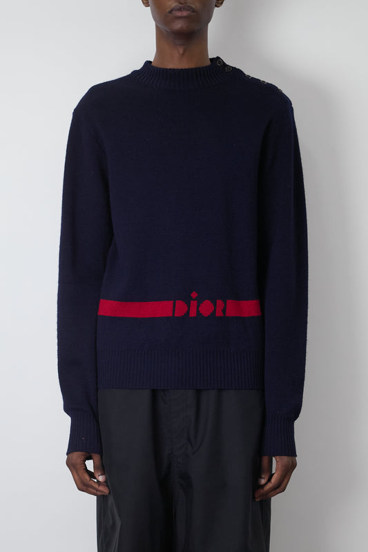 CHRISTIAN DIOR DESIGNED NAVY WOOL KNIT