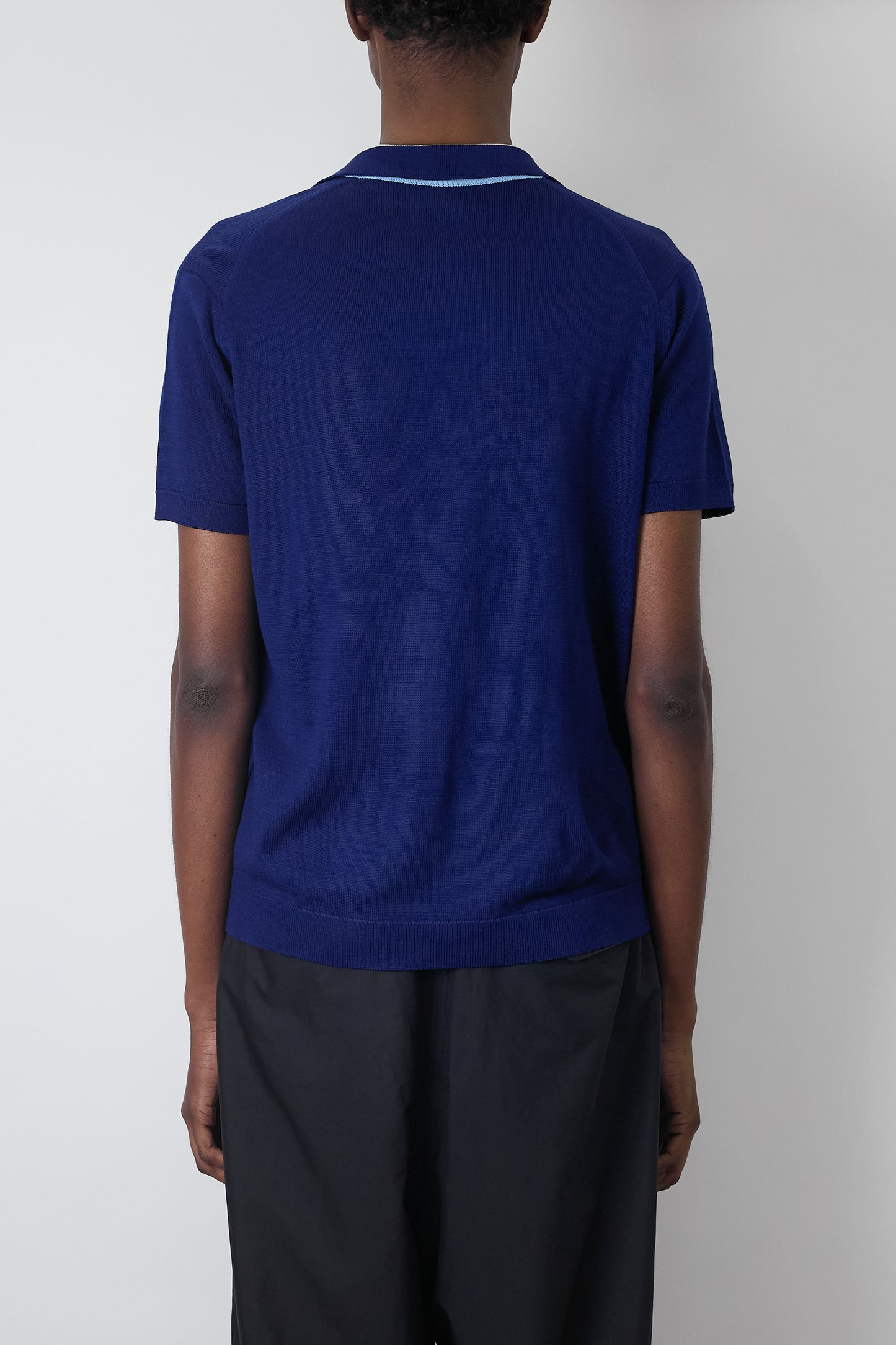 VINTAGE BLUE HALF SLEEVE KNIT POLO SHIRT