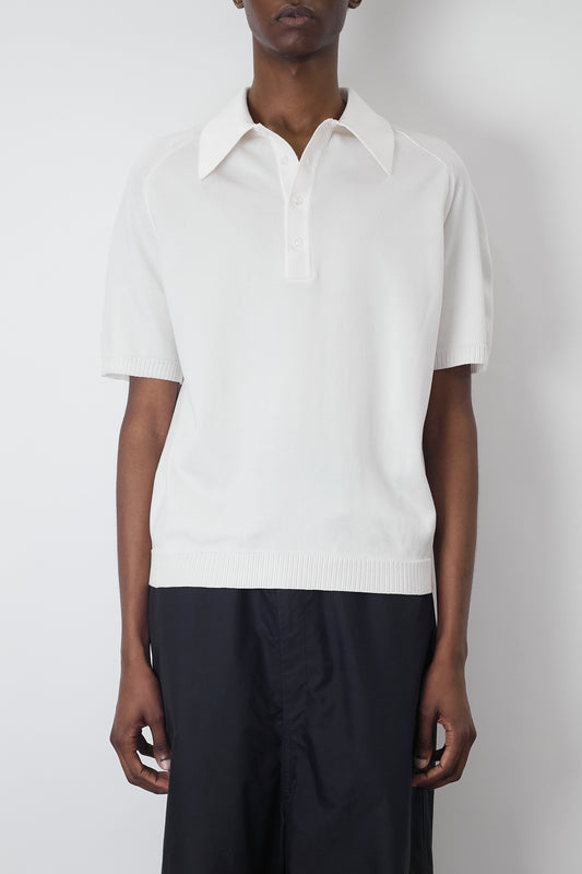 VINTAGE WHITE HALF SLEEVE KNIT POLO SHIRT