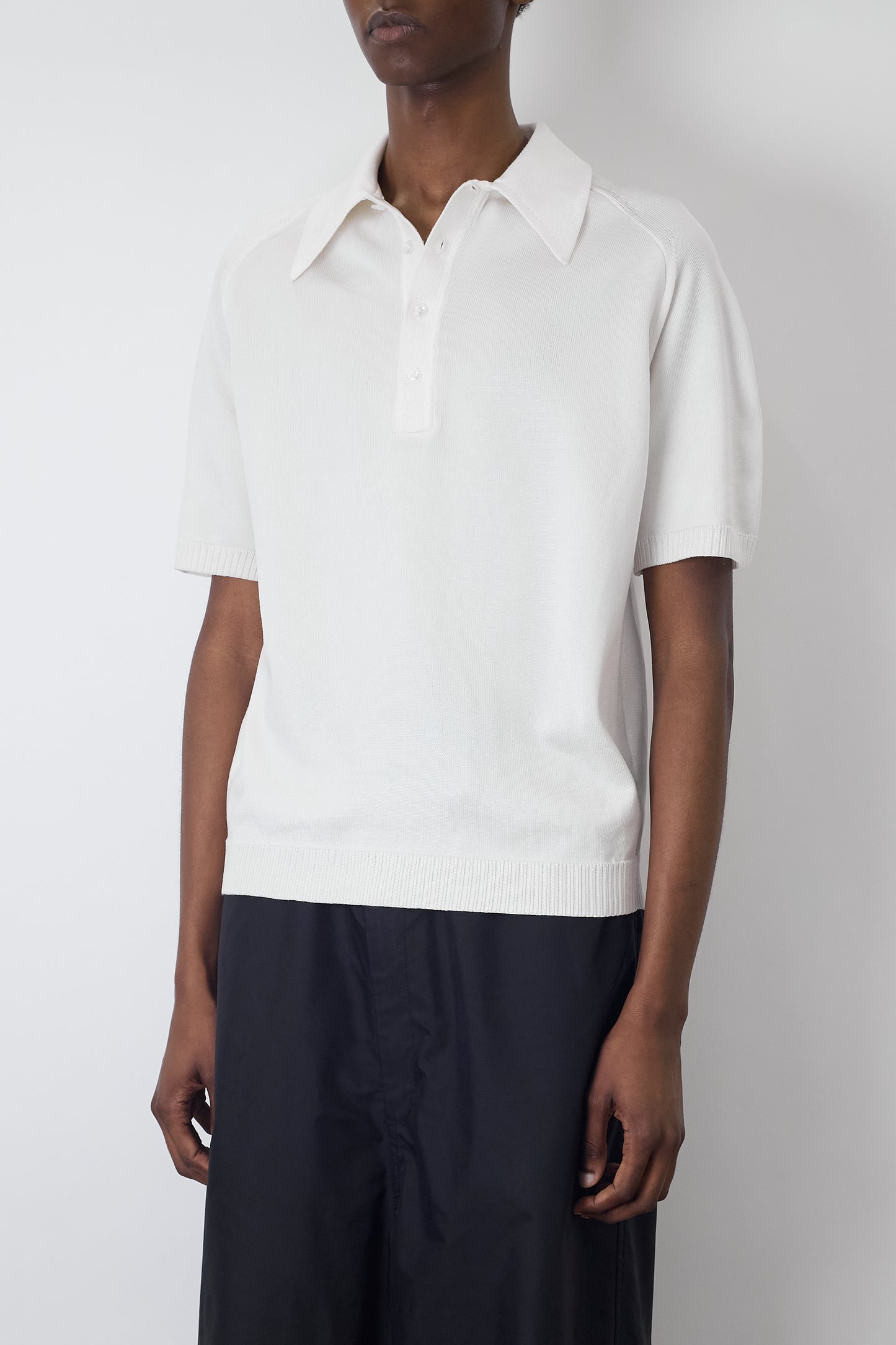 VINTAGE WHITE HALF SLEEVE KNIT POLO SHIRT