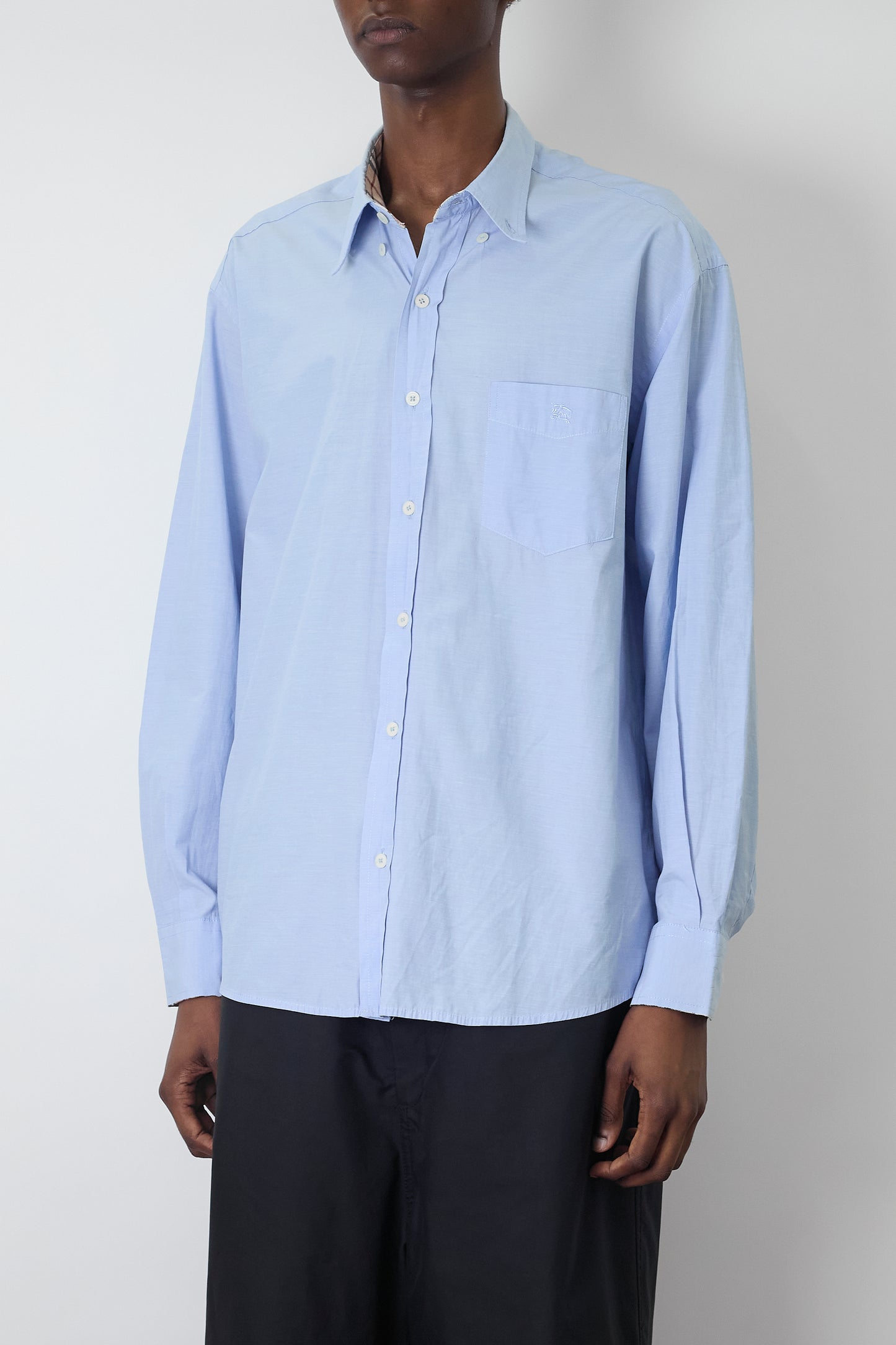 BURBERRY BLUE WIDE CLASSIC SHIRT MADE IN UK