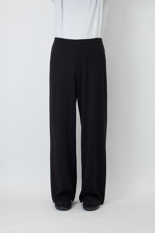 VINTAGE BLACK WOOL KNIT WIDE PANTS