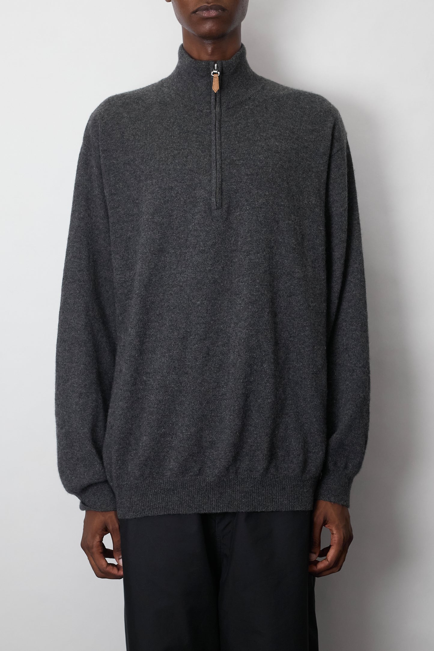 VINTAGE GRAY CASHMERE HALF ZIP KNIT