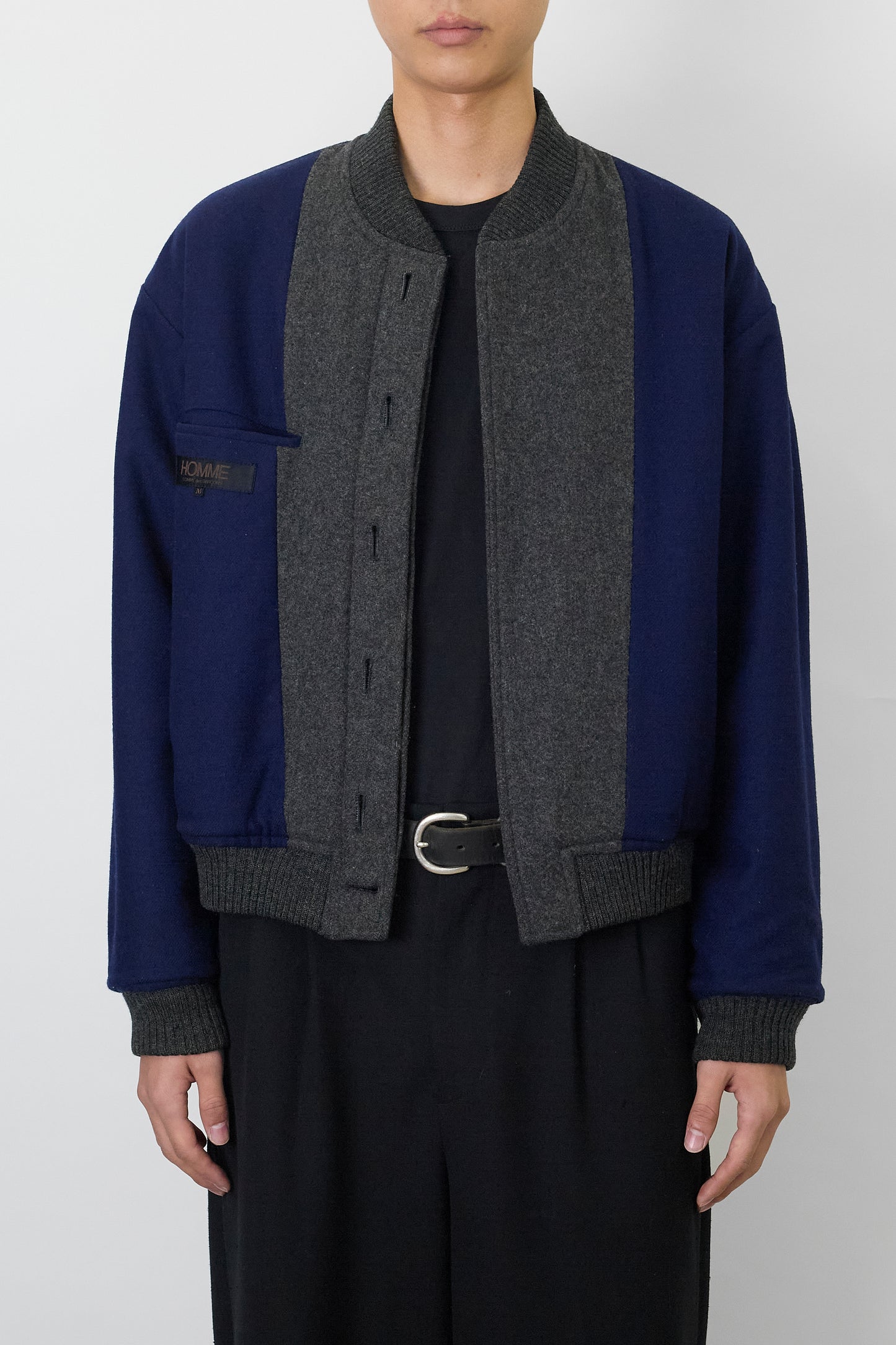 HOMME COMME DES GARCONS GRAY WOOL SHORT JACKET