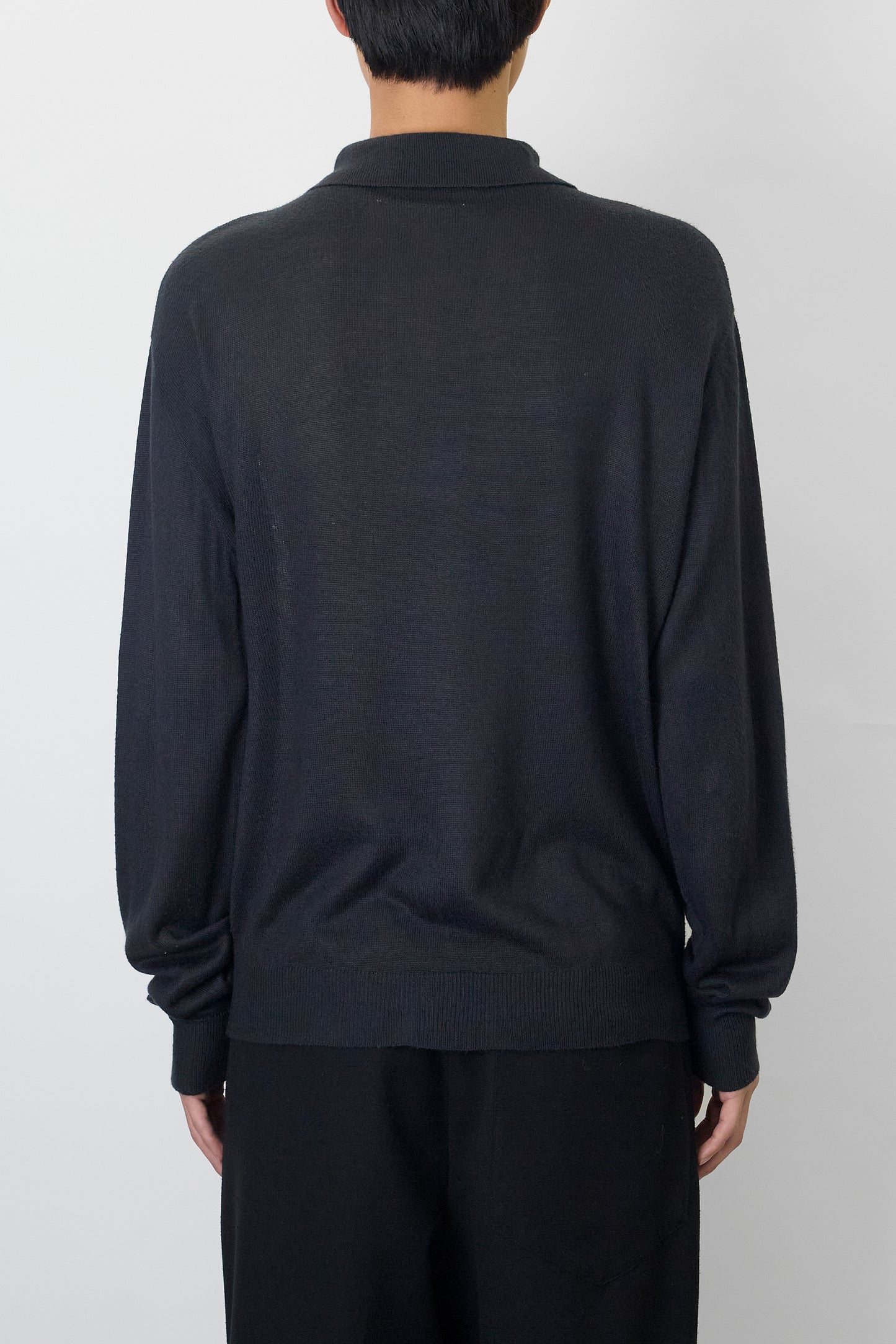 VINTAGE DARK GRAY KNIT POLO SHIRT MADE IN USA