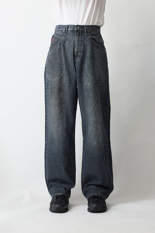 VINTAGE BLACK STRAIGHT WIDE DENIM PANTS