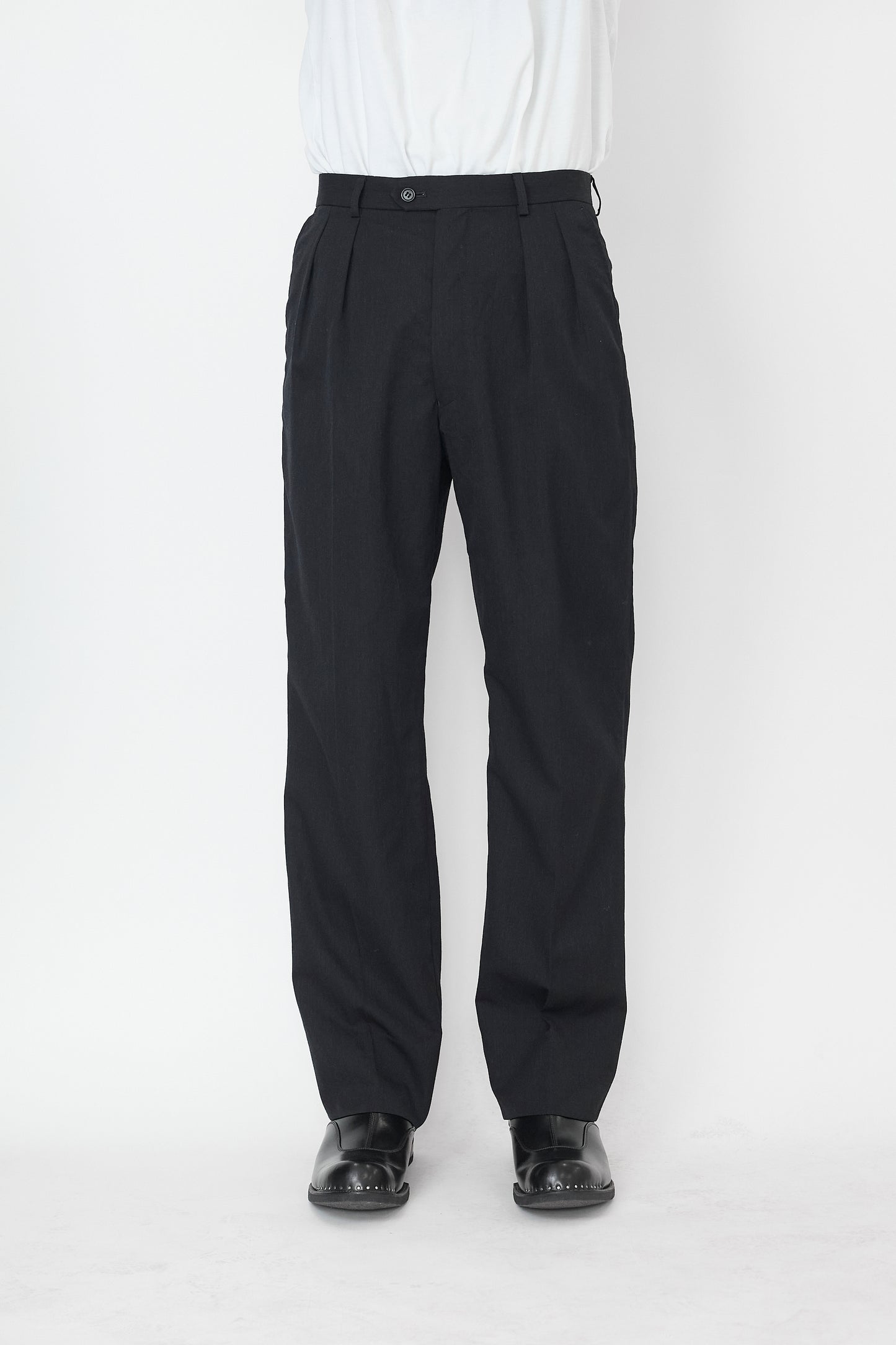 PAUL SMITH DARK GRAY WOOL WIDE PANTS