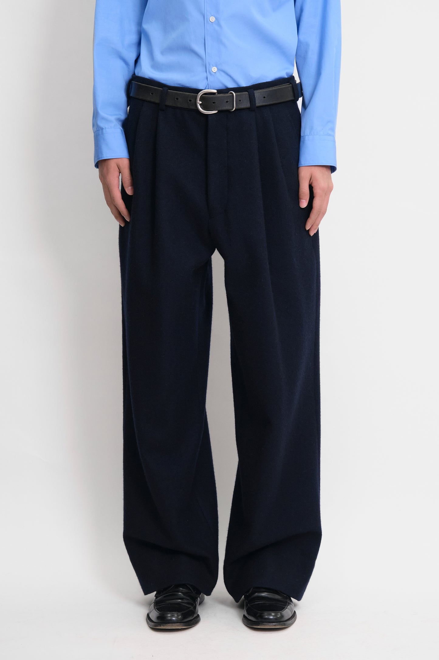 NTRUL CLASSIC MELTON TROUSERS NAVY