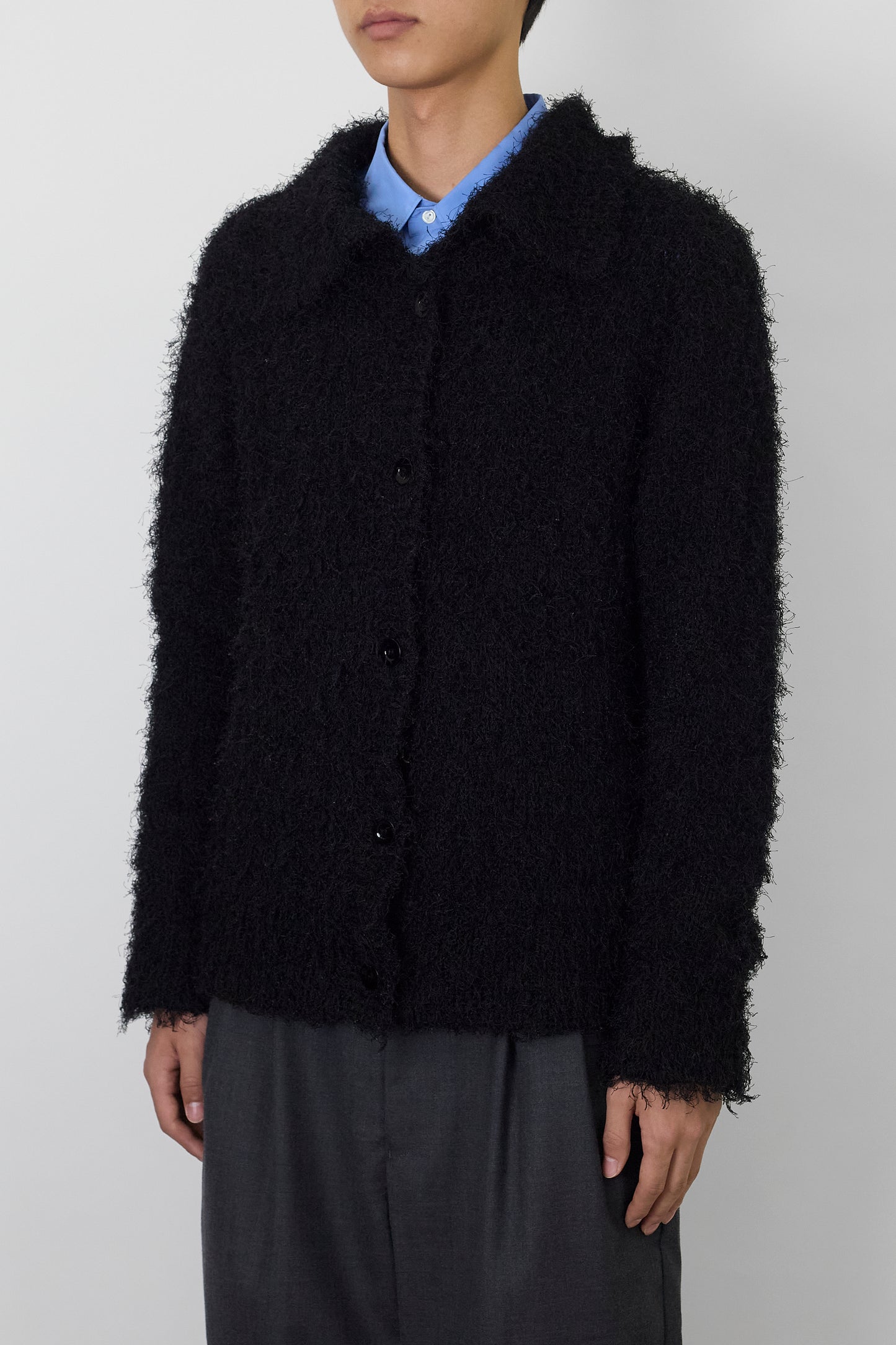 VINTAGE BLACK SHAGGY KNIT JACKET