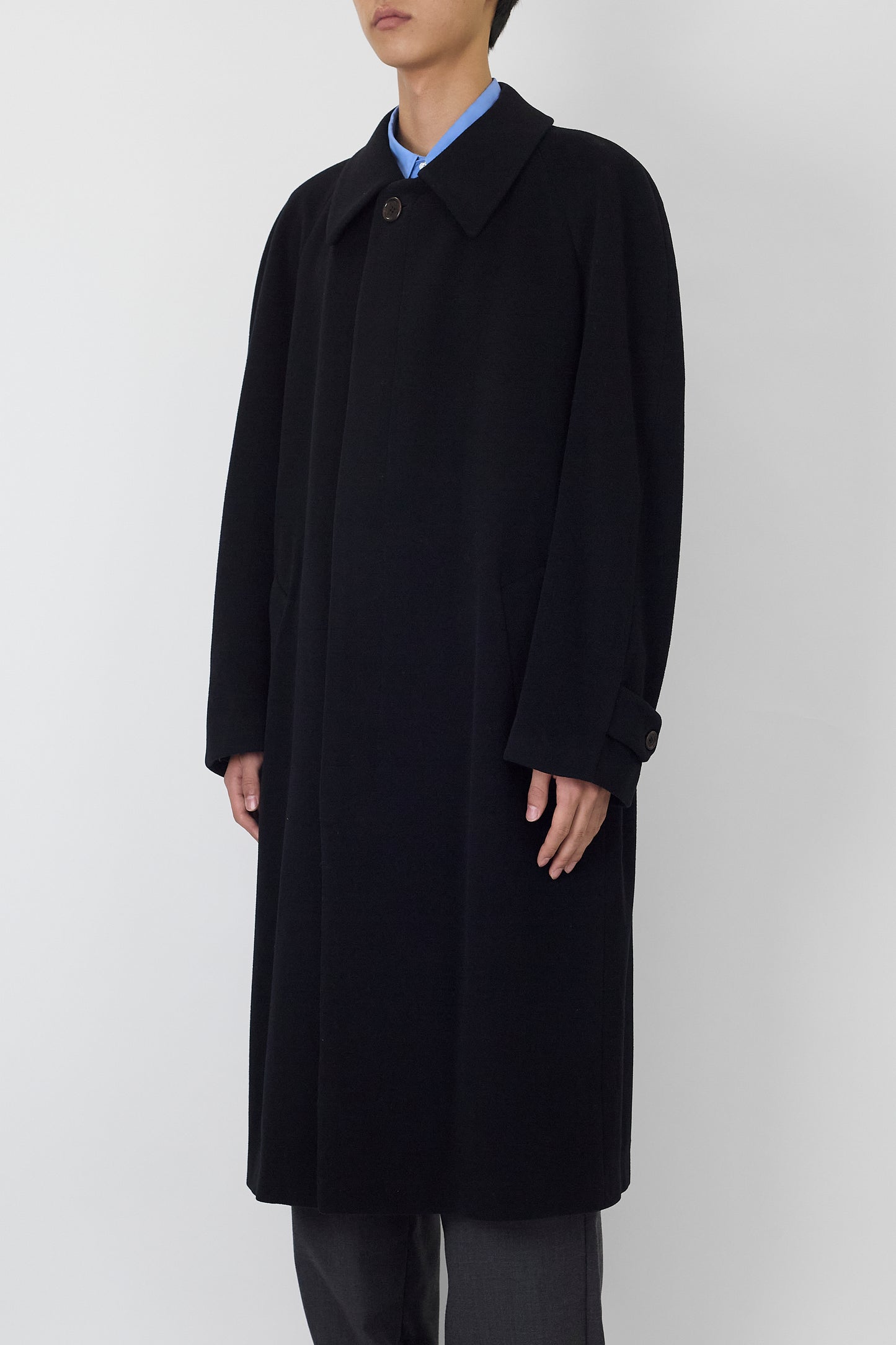 GIAN FRANCO FERRE BLACK WOOL LONG COAT MADE IN ITALY