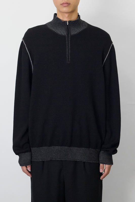 GRAN SASSO BLACK GRAY WOOL KNIT MADE IN ITALY