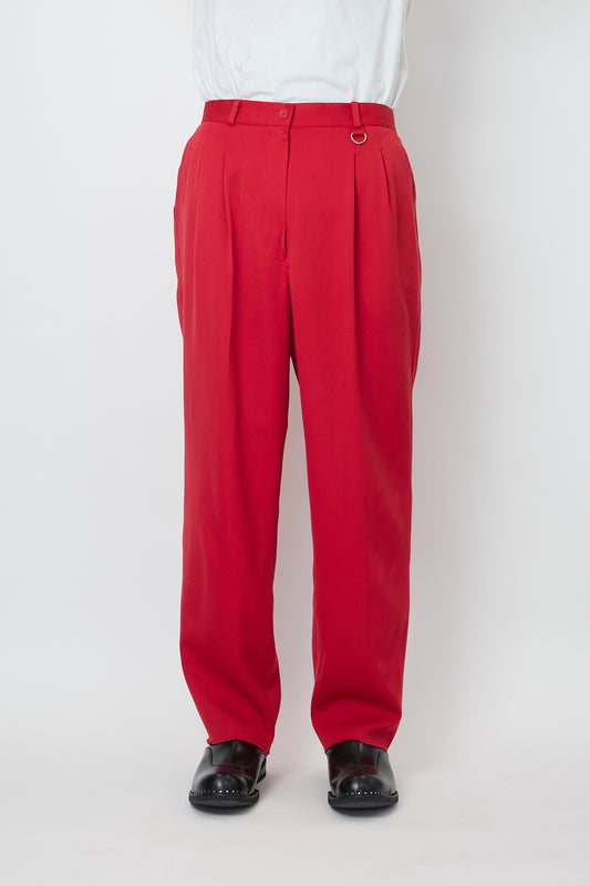 YVES SAINT LAURENT SPORT RED WOOL WIDE PANTS