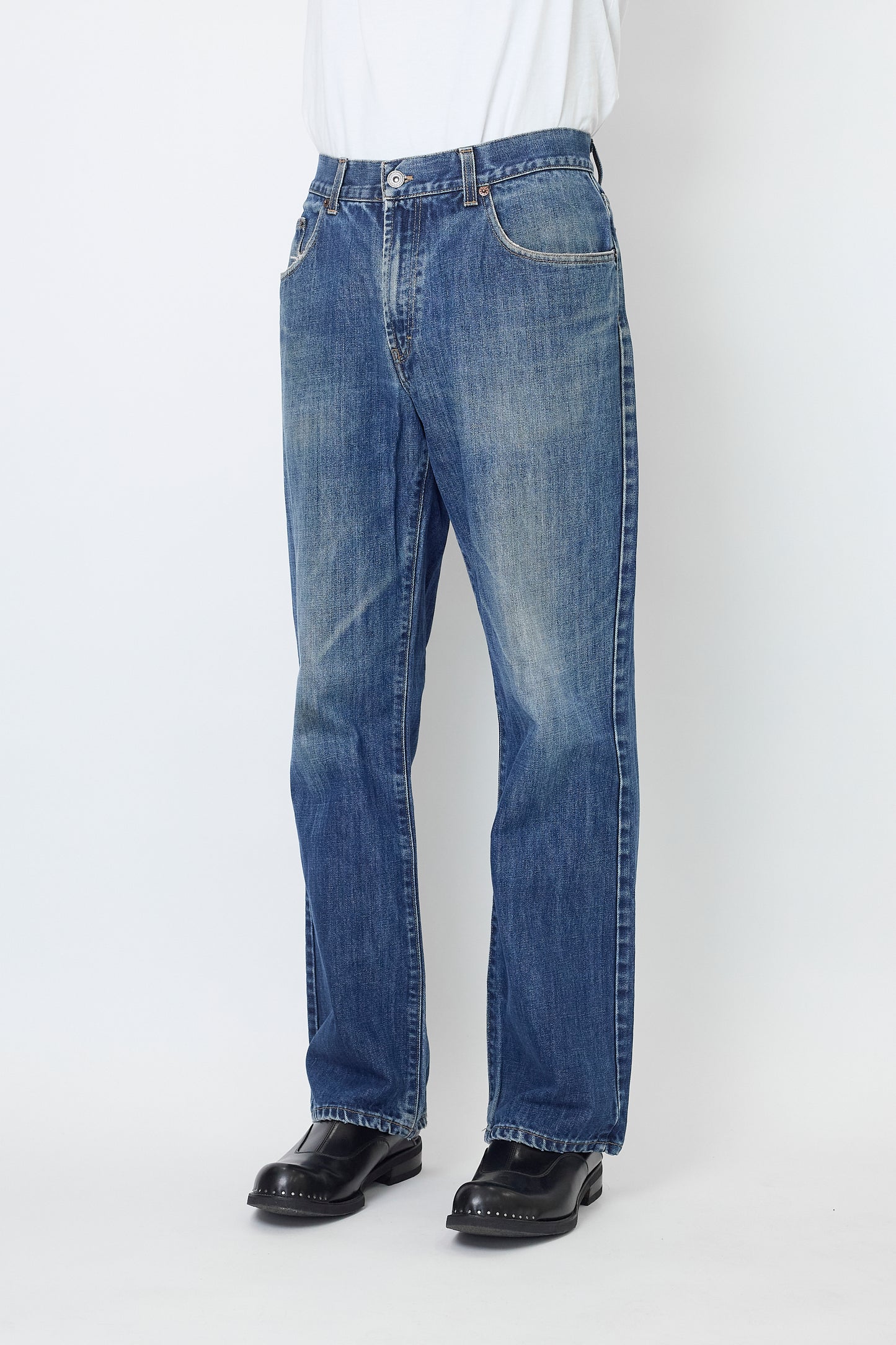 DKNY FADED INDIGO DENIM PANTS MADE IN ITALY