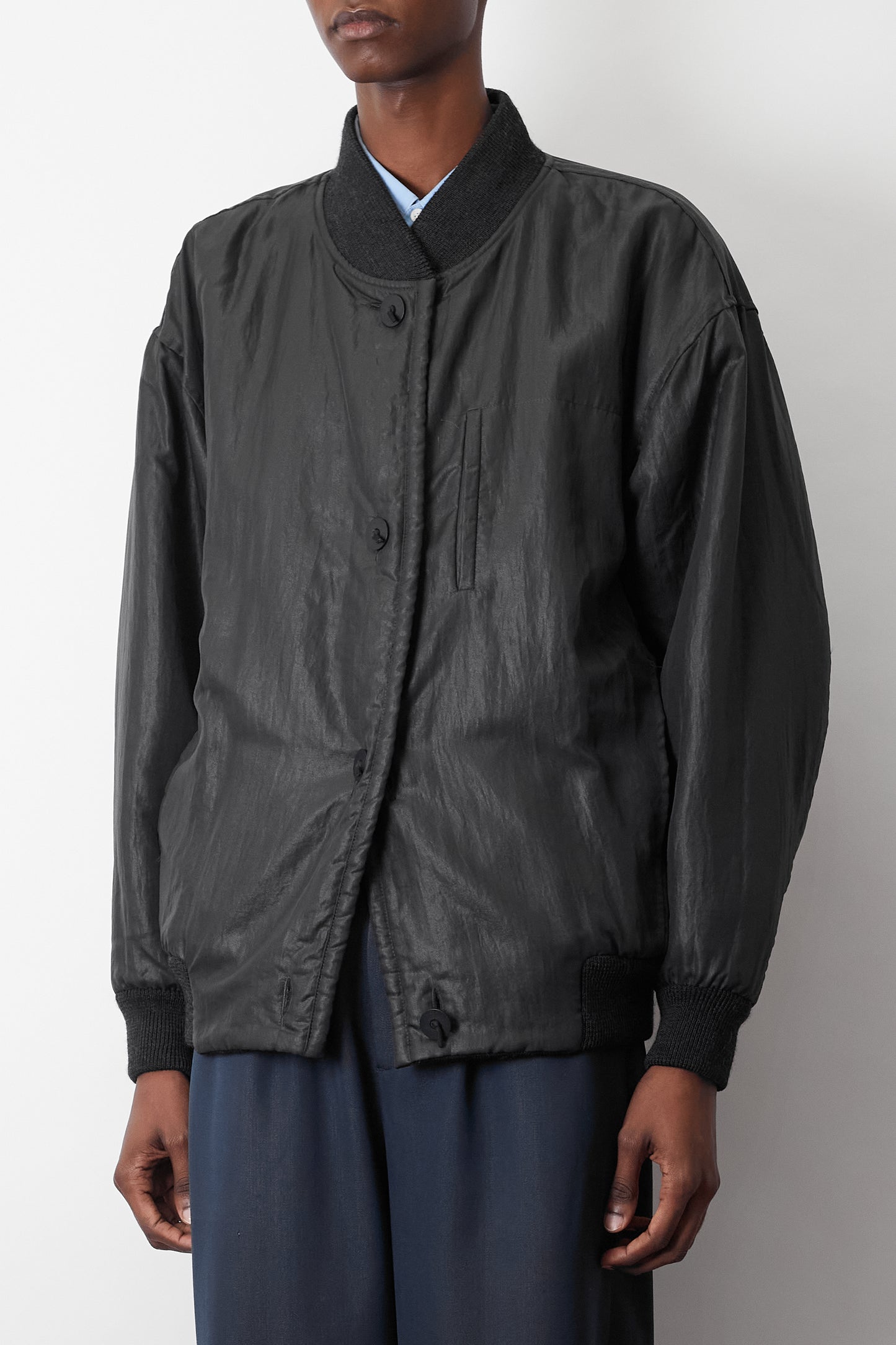 ISSEY MIYAKE MEN WOOL NYLON REVERSIBLE BOMBER JACKET