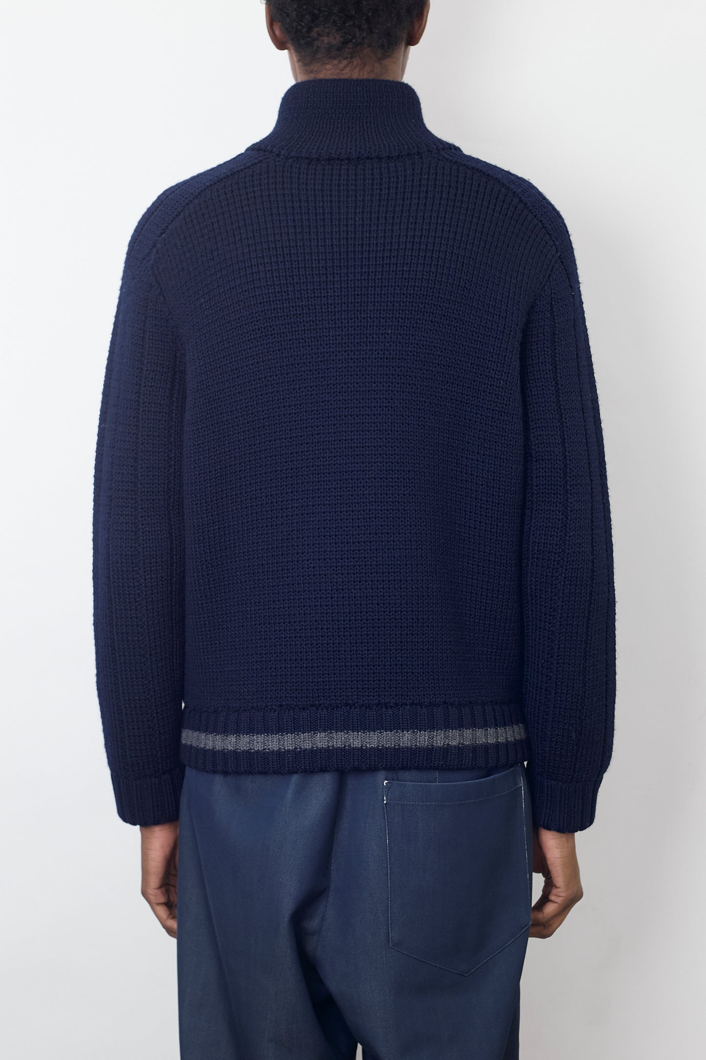 GUCCI NAVY WOOL ZIP UP KNIT JACKET MADE IN ITALY