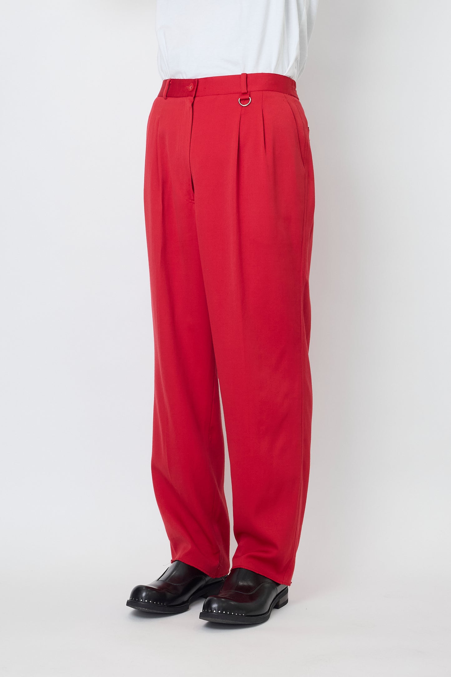 YVES SAINT LAURENT SPORT RED WOOL WIDE PANTS