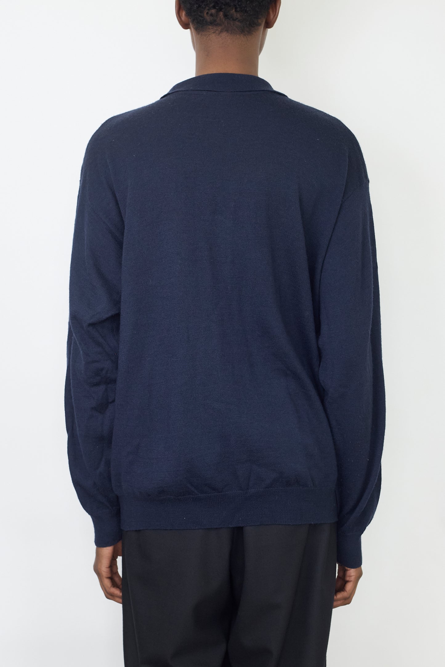 VINTAGE NAVY WOOL KNIT POLO SHIRT